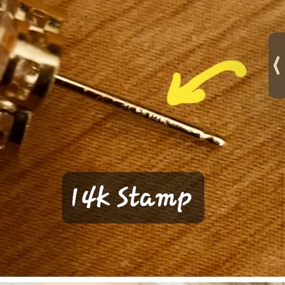 14K solid gold zirconia 3 stone earrings studs 12mm - Picture 4 of 7